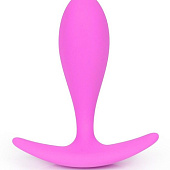 Розовая каплевидная анальная втулка с ограничителем - 7,4 см.