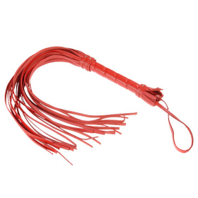 
Гладкая красная плеть из кожи с жесткой рукоятью - 65 см. фото в интим магазине Love Boat