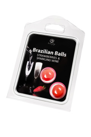 Набор из 2 шариков с массажным маслом Brazilian Balls с ароматом клубники и шампанского