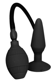 Чёрная анальная пробка с функцией расширения MENZSTUFF SMALL INFLATABLE PLUG- 12,5 см. фото в интим магазине Love Boat