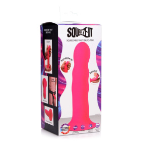 Розовый гибкий фаллоимитатор Squeeze-It Wavy Dildo - 18,3 см.