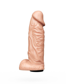 Большая телесная фаллическая насадка на трусики с плугом - 20,5 см.