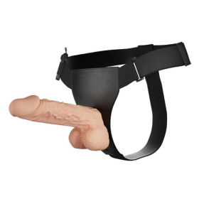 Телесный женский вибрострапон на ремешках с проводным пультом фото в интим магазине Love Boat