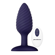 Синяя анальная пробка с вибрацией и пультом ДУ Wicked Twister - 12 см. фото в интим магазине Love Boat