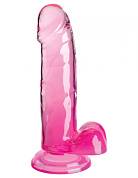 Розовый фаллоимитатор с мошонкой на присоске 7’’ Cock with Balls - 20,3 см. фото в интим магазине Love Boat