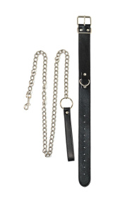 
Черный ошейник с поводком Wild фото в интим магазине Love Boat