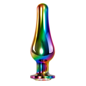 Радужная металлическая пробка Rainbow Metal Plug Large - 12,9 см. фото в интим магазине Love Boat