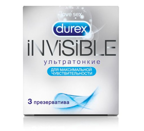 Ультратонкие презервативы Durex Invisible - 3 шт. фото в интим магазине Love Boat