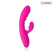 Розовый силиконовый вибромассажер с отростком и 20 режимами вибрации фото в интим магазине Love Boat