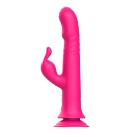 Розовый вибратор-кролик с возвратно-поступательными движениями и ротацией - 24,2 см. фото в интим магазине Love Boat