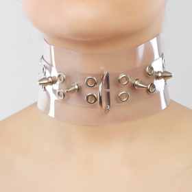 
Прозрачный ошейник с шипами фото в интим магазине Love Boat