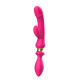 Розовый двусторонний вибромассажёр с клиторальным отростком - 30 см.