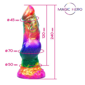 Разноцветный фантазийный фаллоимитатор на присоске - 24 см.