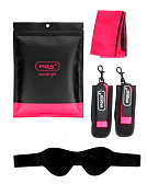 Черно-розовый эротический набор: маска, наручники и повязка фото в интим магазине Love Boat