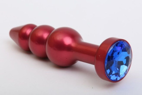
Красная анальная ёлочка с синим кристаллом - 11,2 см. фото в интим магазине Love Boat