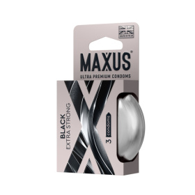 Черные утолщенные презервативы MAXUS Extra Strong с железным кейсом - 3 шт.