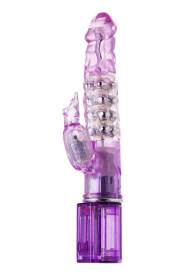 Фиолетовый хай-тек вибратор High-Tech fantasy с бусинами и отростком - 27,2 см. фото в интим магазине Love Boat