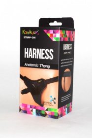 Чёрные трусики с плугом Kanikule Strap-on Harness Anatomic Thong фото в интим магазине Love Boat