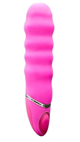Розовый перезаряжаемый вибратор PROVIBE с волнами на стволе - 14 см. фото в секс шопе Love Boat