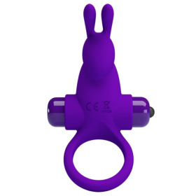 Фиолетовое эрекционное кольцо с выступом-зайчиком для стимуляции клитора фото в интим магазине Love Boat