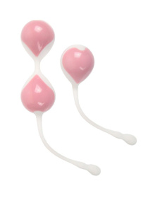 Набор розово-белых вагинальных шариков: двойные и одинарный