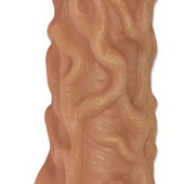 Телесная насадка с венками и открытой головкой Nude Sleeve M - 12 см.