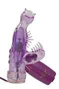 Фиолетовый мини-вибратор со стимулятором клитора - 13 см. фото в интим магазине Love Boat