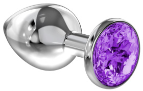 
Малая серебристая анальная пробка Diamond Purple Sparkle Small с фиолетовым кристаллом - 7 см. фото в интим магазине Love Boat