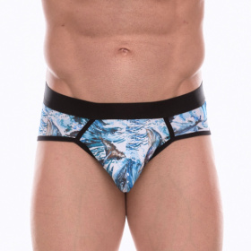 Мужские трусы-стринги с принтом в виде китов в волнах фото в интим магазине Love Boat