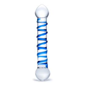 Прозрачный фаллос с голубой спиралью Spiral Dildo - 17 см. фото в интим магазине Love Boat
