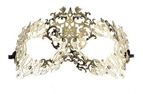 Золотистая металлическая маска Forrest Queen Masquerade фото в интим магазине Love Boat