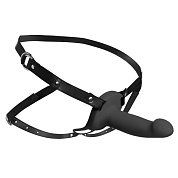 Черный полый страпон с вибрацией 2’’ Erection 28X Smooth Vibrating Silicone Penis Sheath фото в интим магазине Love Boat