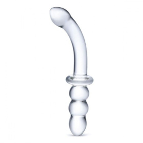 Прозрачный ребристый двусторонний стимулятор Ribbed G-Spot - 20 см. фото в интим магазине Love Boat