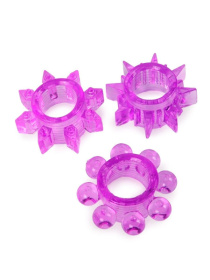 Набор из 3 лиловых эрекционных колец различной формы фото в интим магазине Love Boat