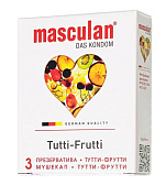 Презервативы Masculan Tutti-Frutti с фруктовым ароматом - 3 шт. фото в интим магазине Love Boat