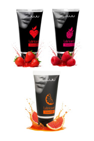 Набор из 3 съедобных лубрикантов JUJU (клубника, малина, грейпфрут) фото в интим магазине Love Boat