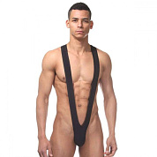 Черное мужское боди на широких лямках фото в интим магазине Love Boat