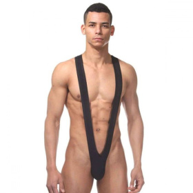 Черное мужское боди на широких лямках фото в интим магазине Love Boat