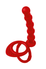 Красная насадка на пенис для двойного проникновения - 19,5 см. фото в интим магазине Love Boat