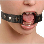 Кляп-кольцо на черных кожаных ремешках