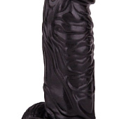 Большой чёрный фаллоимитатор на присоске - 20,5 см.