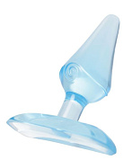 Голубая анальная втулка с ограничителем - 6,5 см. фото в интим магазине Love Boat