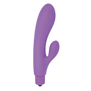 Фиолетовый вибратор с клиторальным пальчиком TINY RABBIT SILICONE - 15 см. фото в интим магазине Love Boat
