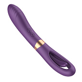 Фиолетовый силиконовый вибратор с функцией фингеринга - 23,5 см.