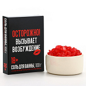 Соль для ванны «Осторожно» с ароматом клубники - 100 гр. фото в интим магазине Love Boat