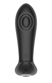 Черный массажер простаты с вибрацией, эффектом маятника и пультом ДУ