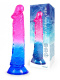 Яркий розово-синий фаллоимитатор с присоской