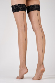 Чулки со швом на широкой бархатной резинке фото в интим магазине Love Boat