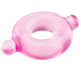 Розовое эрекционное кольцо с ушками для удобства надевания BASICX TPR COCKRING PINK фото в интим магазине Love Boat