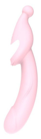 Розовый вибромассажер 2-WAY PLEASER - 21 см. фото в интим магазине Love Boat